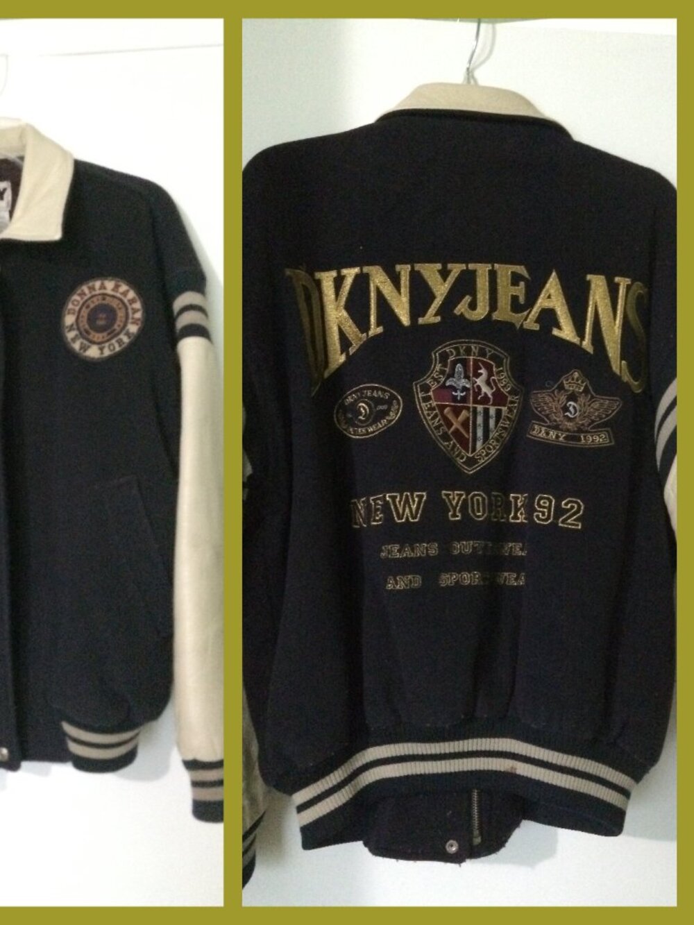 Vintage DKNY Varsity Jacket Wool & Leather
